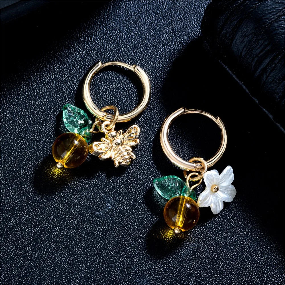 Bee & Blossom Charm Hoop Earrings