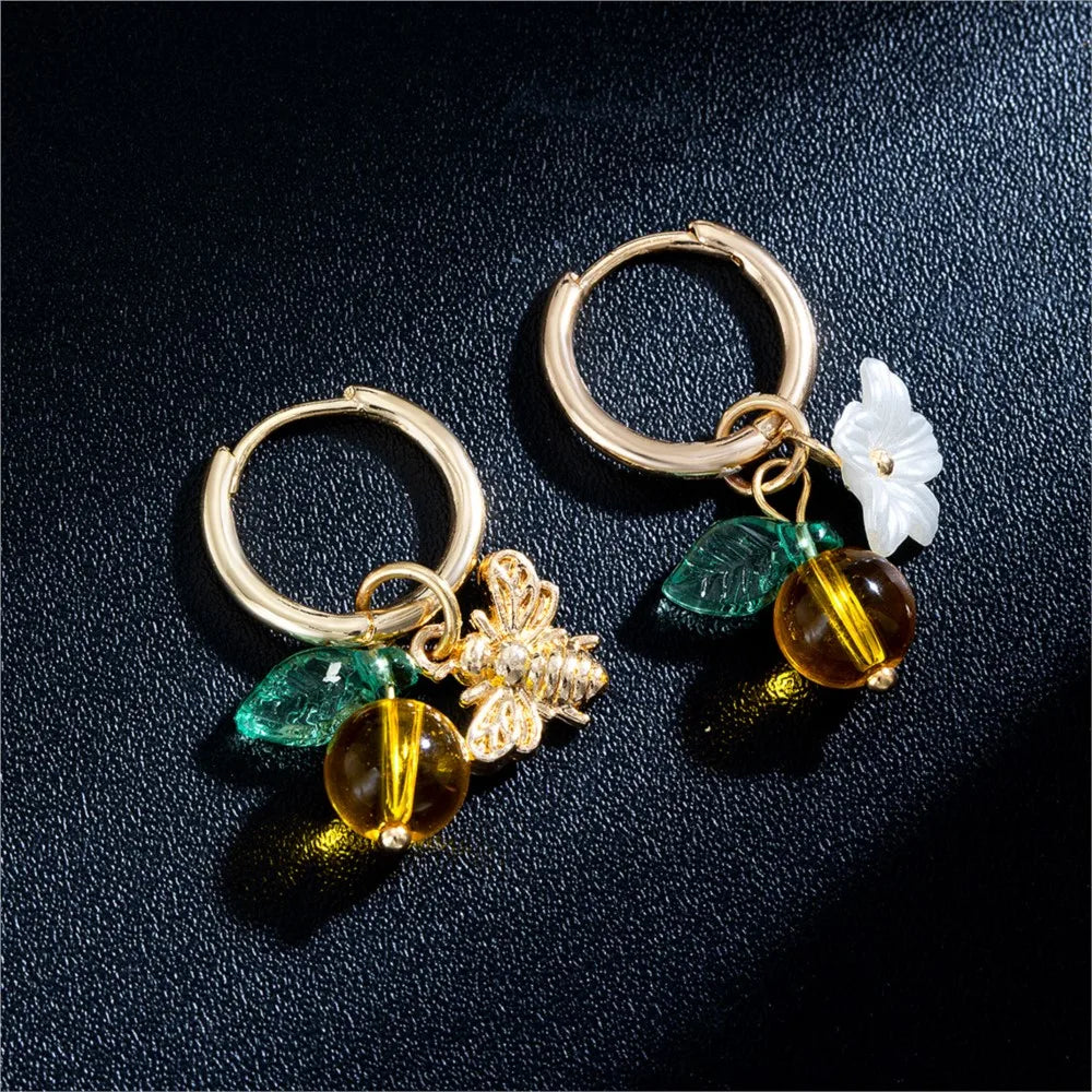 Bee & Blossom Charm Hoop Earrings