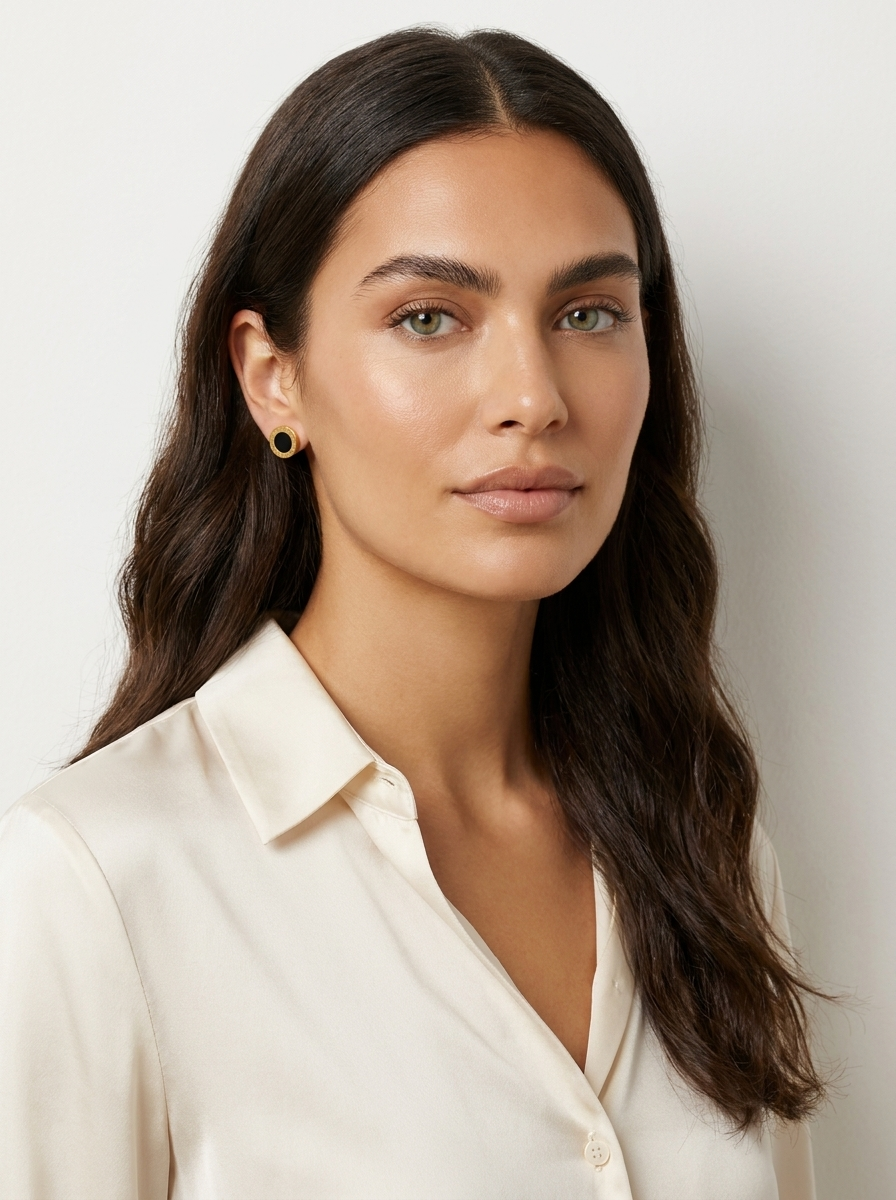 Black Stone Stud Earrings
