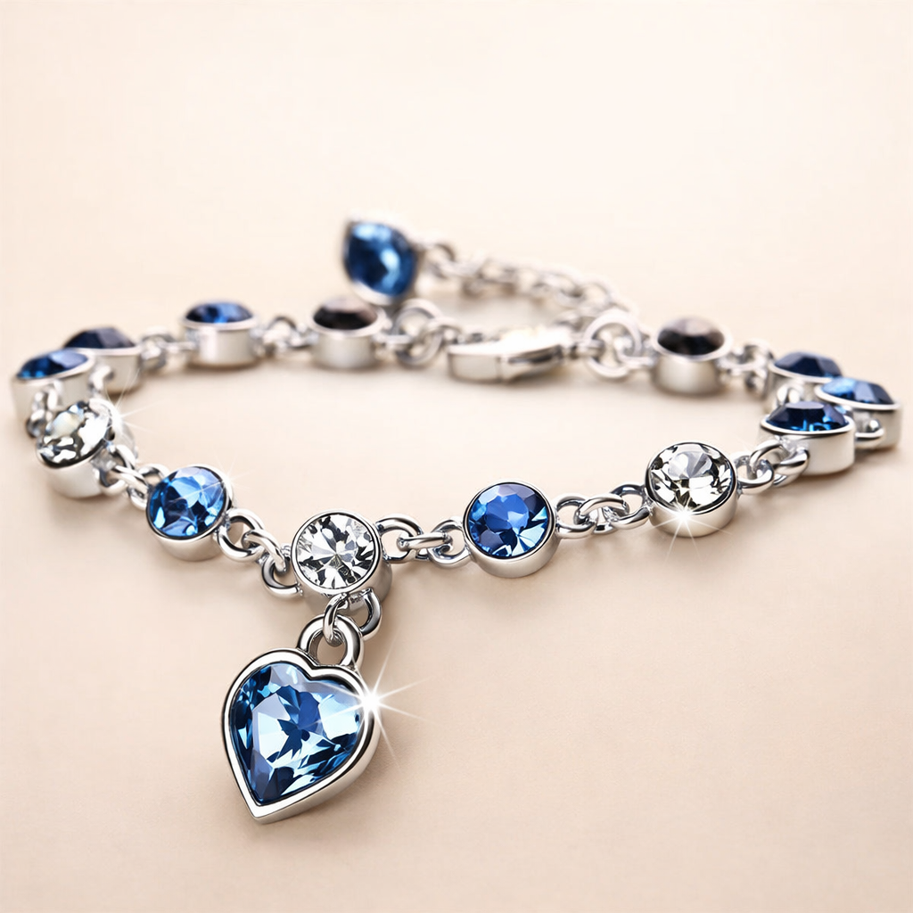 Blue Crystal Heart Bracelet