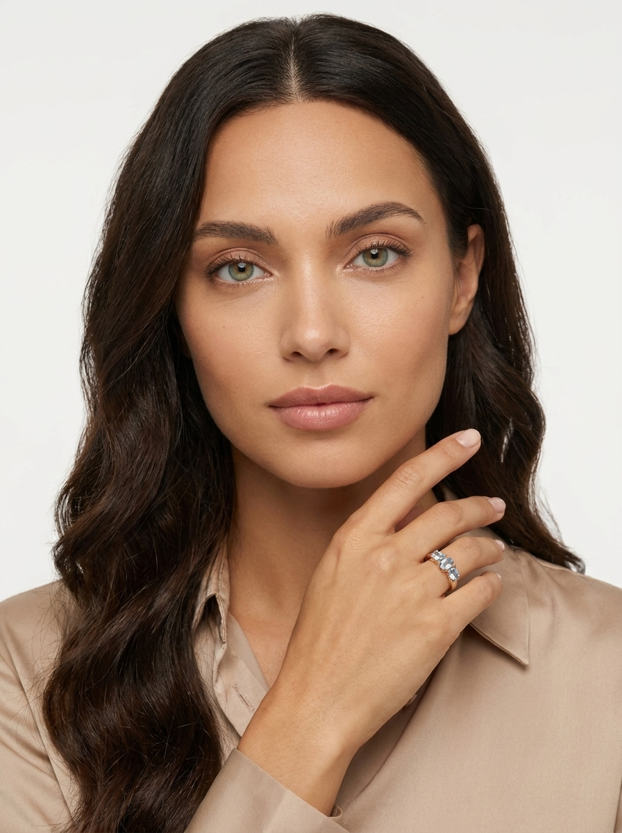 Blue Crystal Trilogy Ring - Celestine