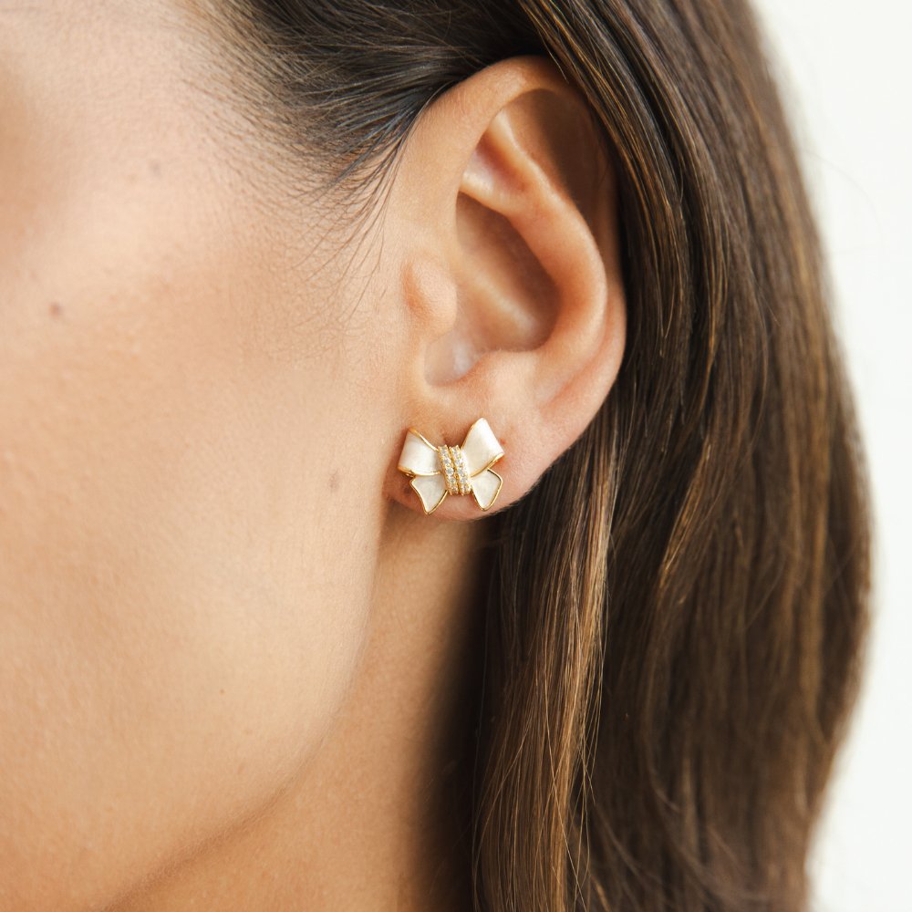 Bow Stud Earrings Gold