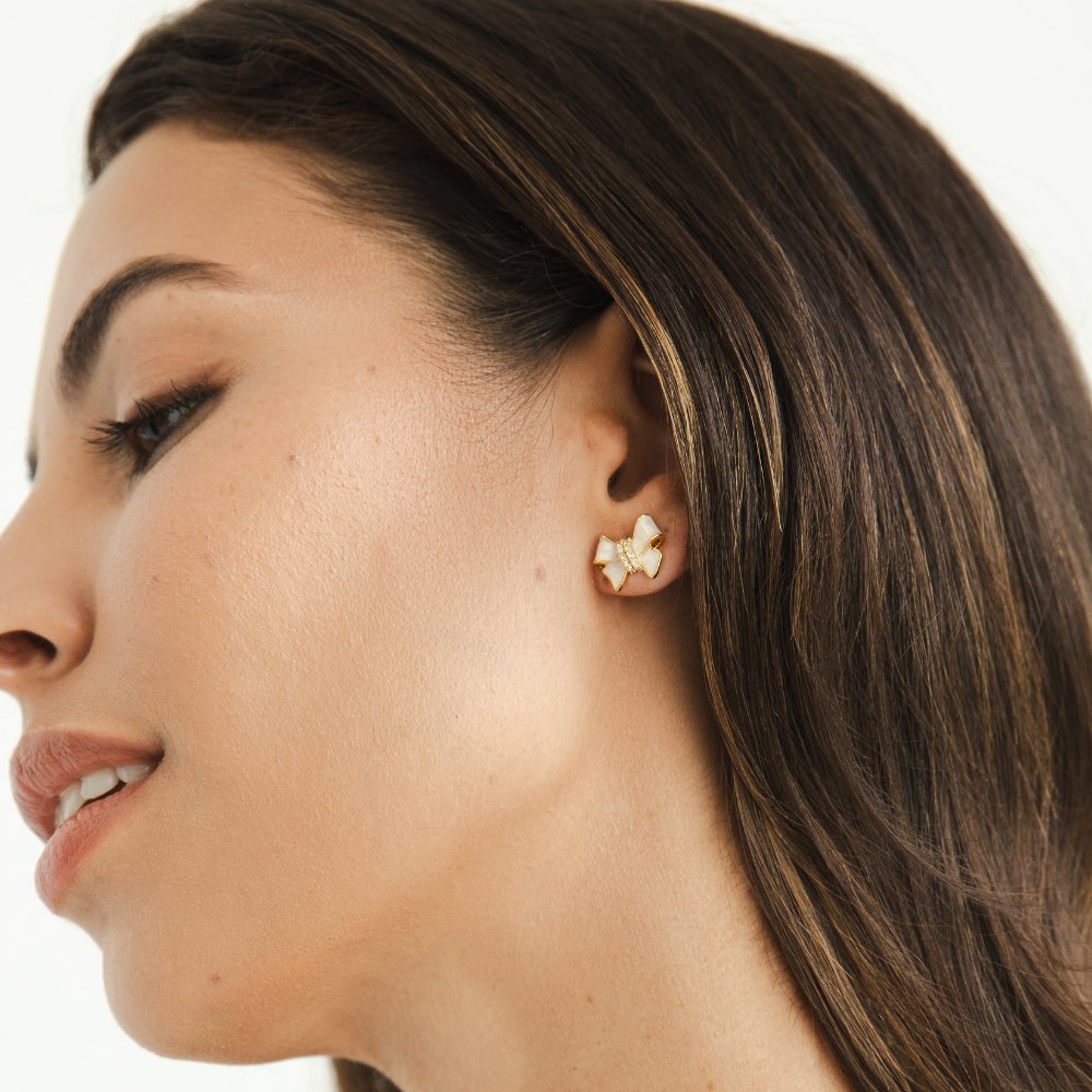 Bow Stud Earrings Gold