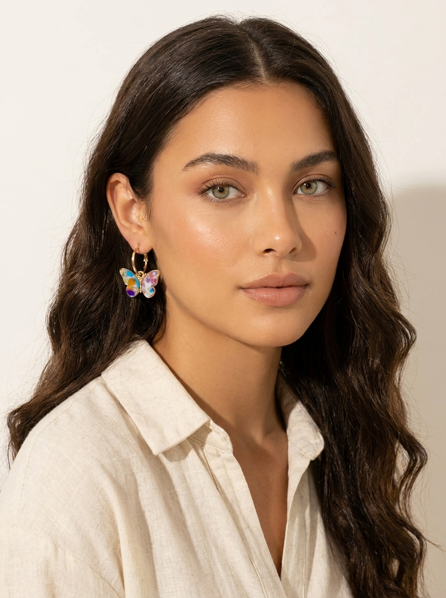 Butterfly Charm Hoop Earrings