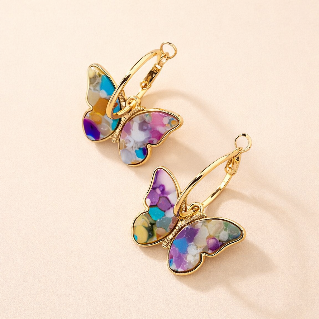 Butterfly Charm Hoop Earrings