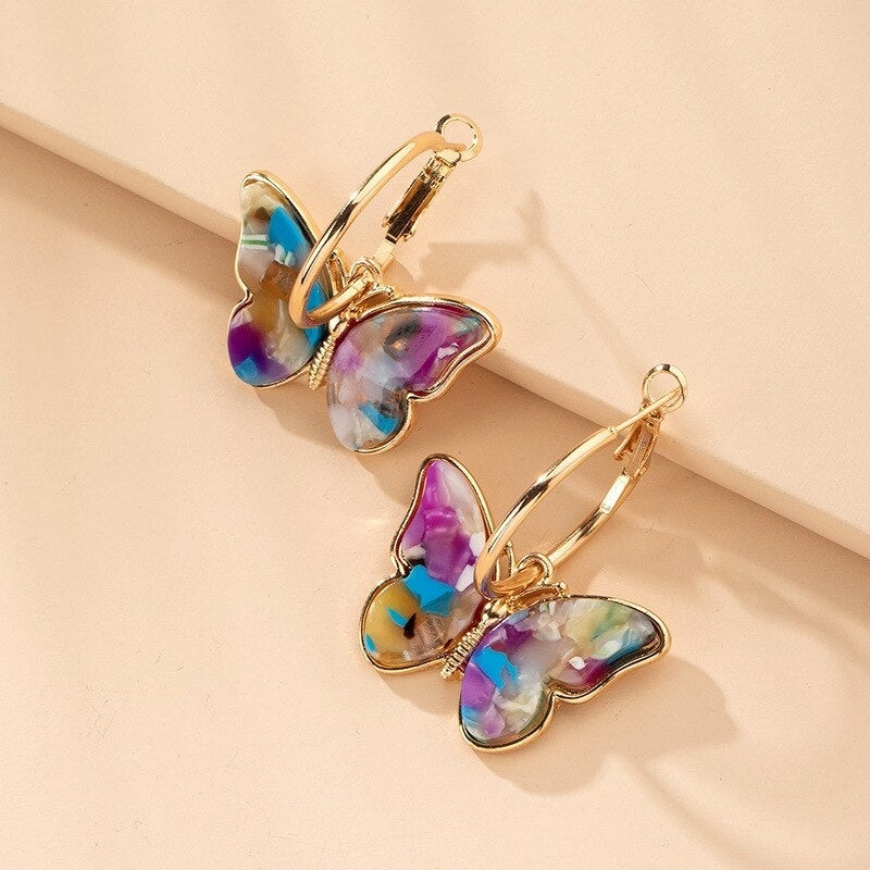 Butterfly Charm Hoop Earrings