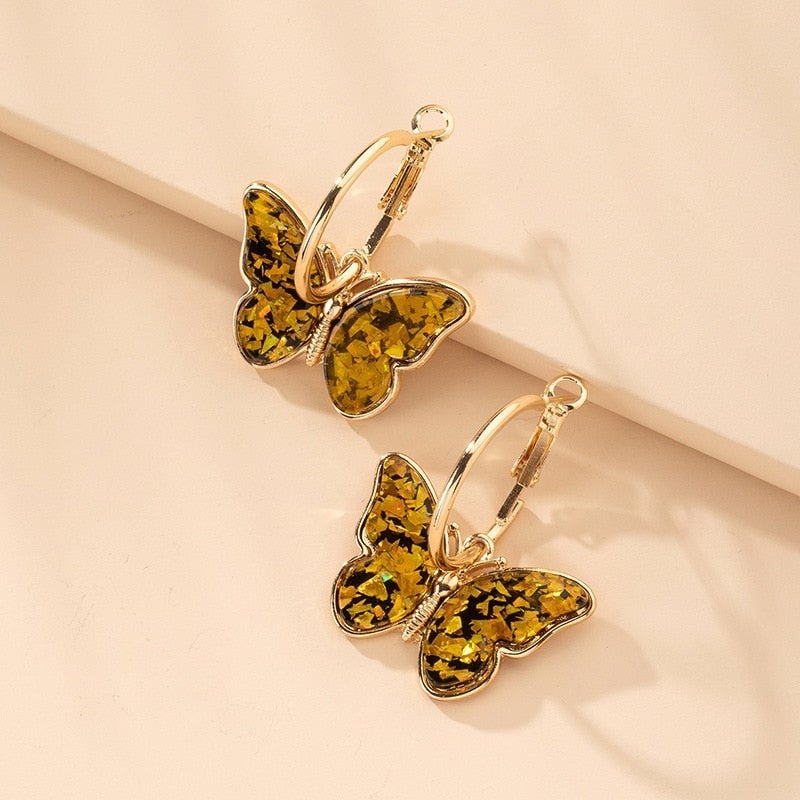 Butterfly Charm Hoop Earrings