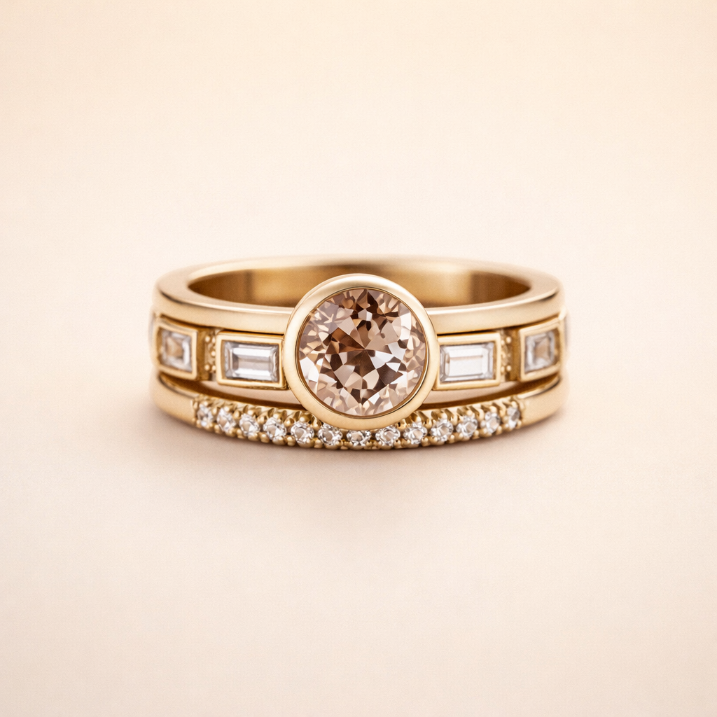 Champagne Crystal Statement Ring - Celeste