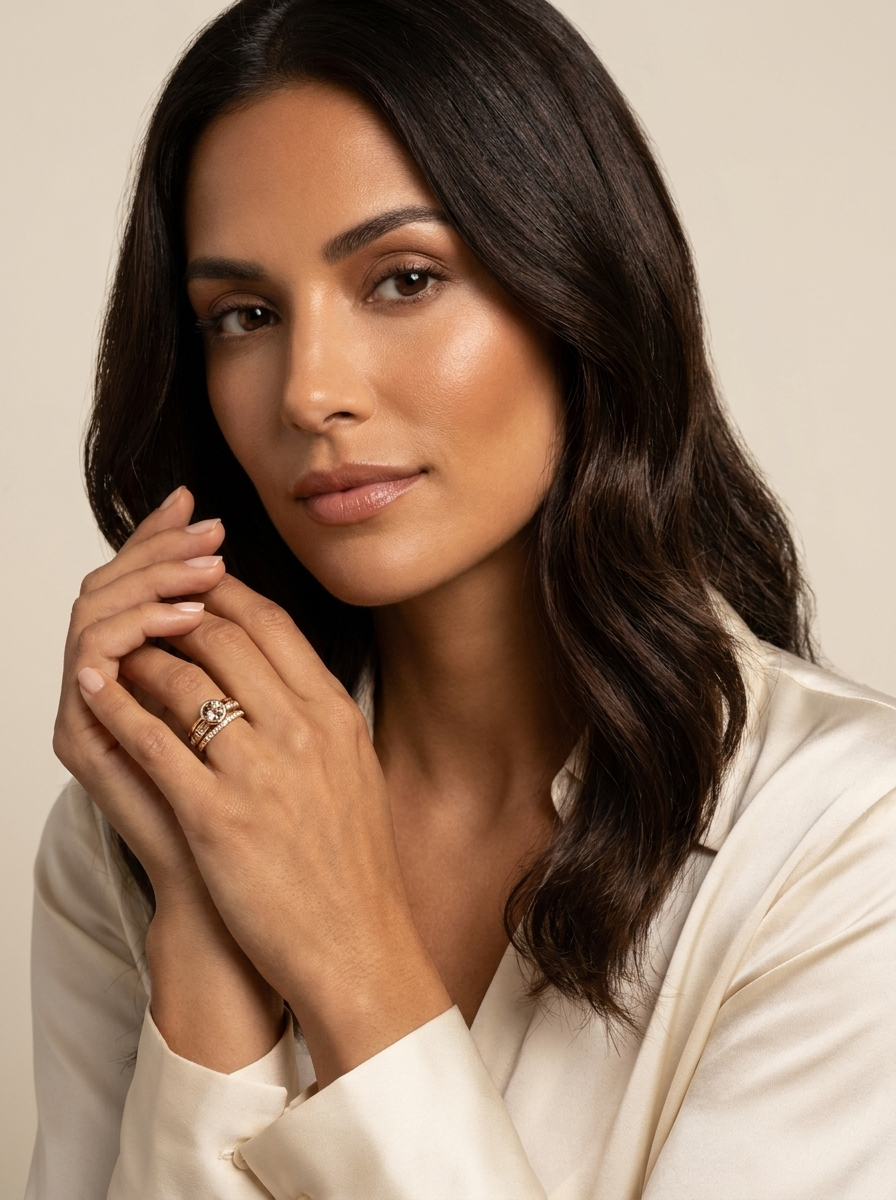Champagne Crystal Statement Ring - Celeste