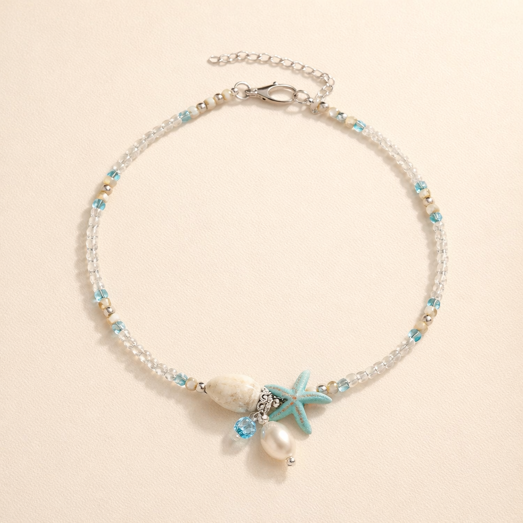 Coastal Beaded Charm Anklet