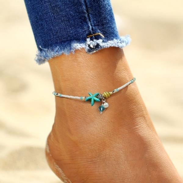 Coastal Beaded Charm Anklet