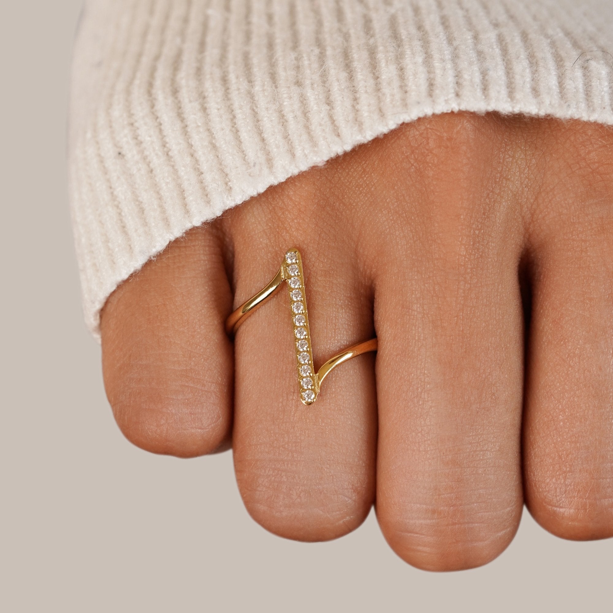 Crystal Bar Open Ring
