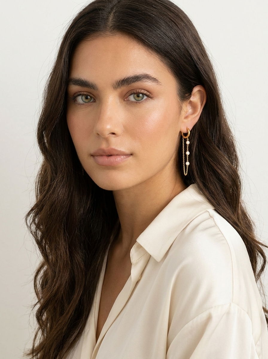 Crystal Chain Hoop Earrings