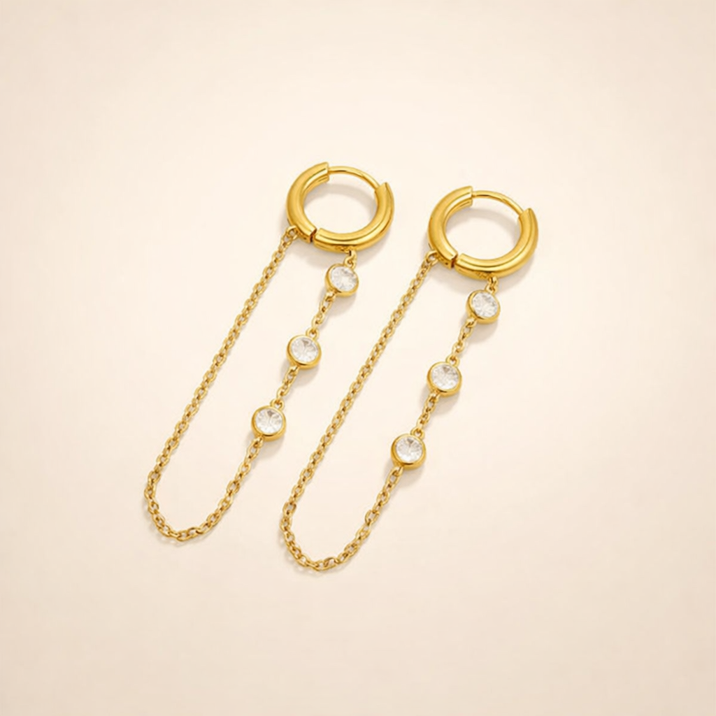Crystal Chain Hoop Earrings