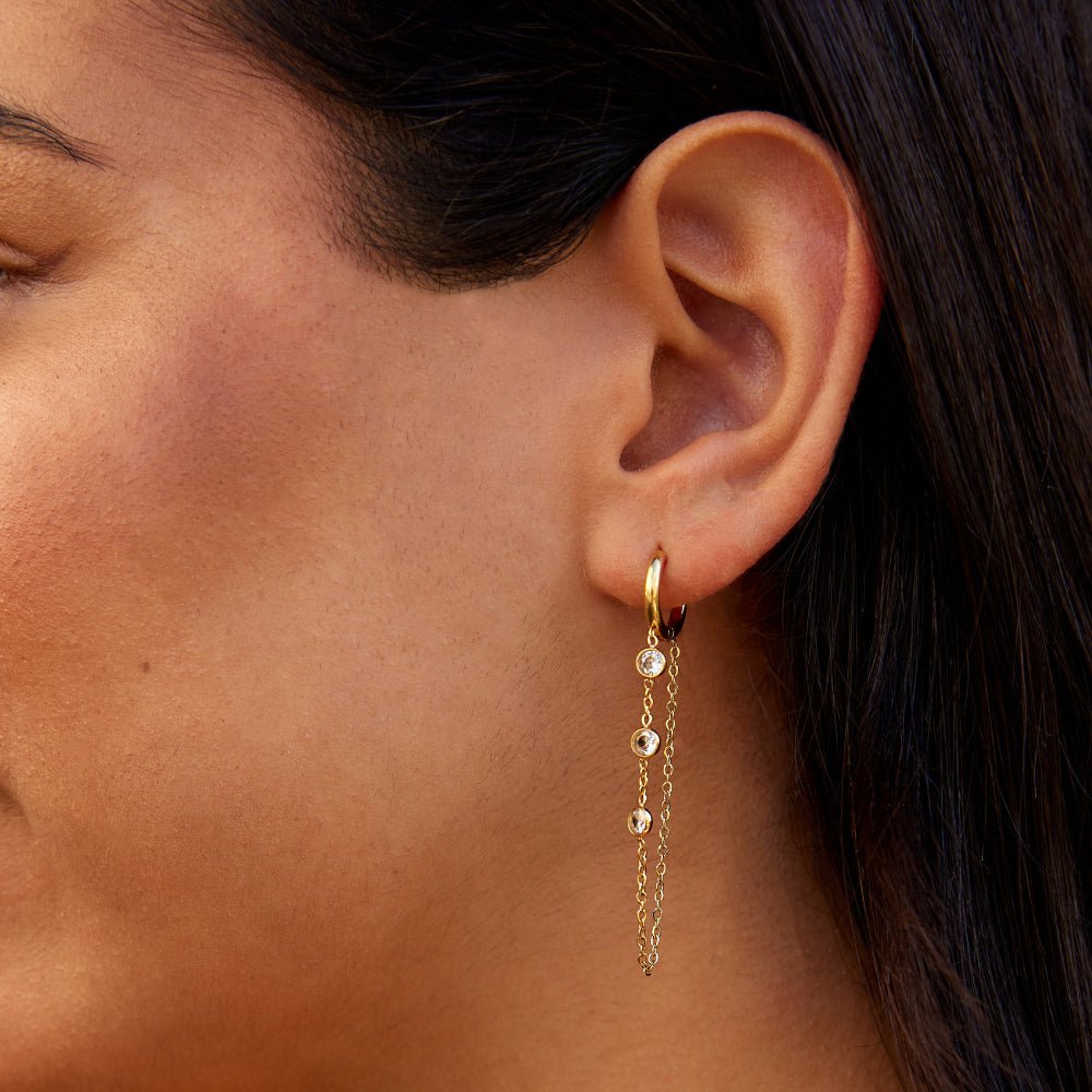 Crystal Chain Hoop Earrings