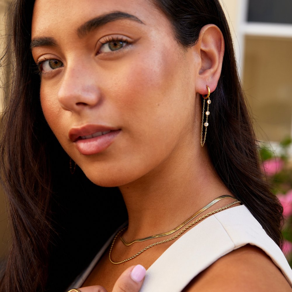 Crystal Chain Hoop Earrings