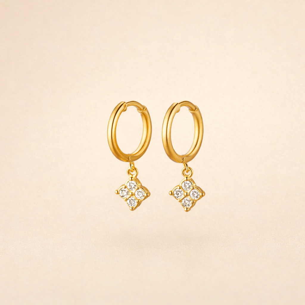 Crystal Charm Hoop Earrings