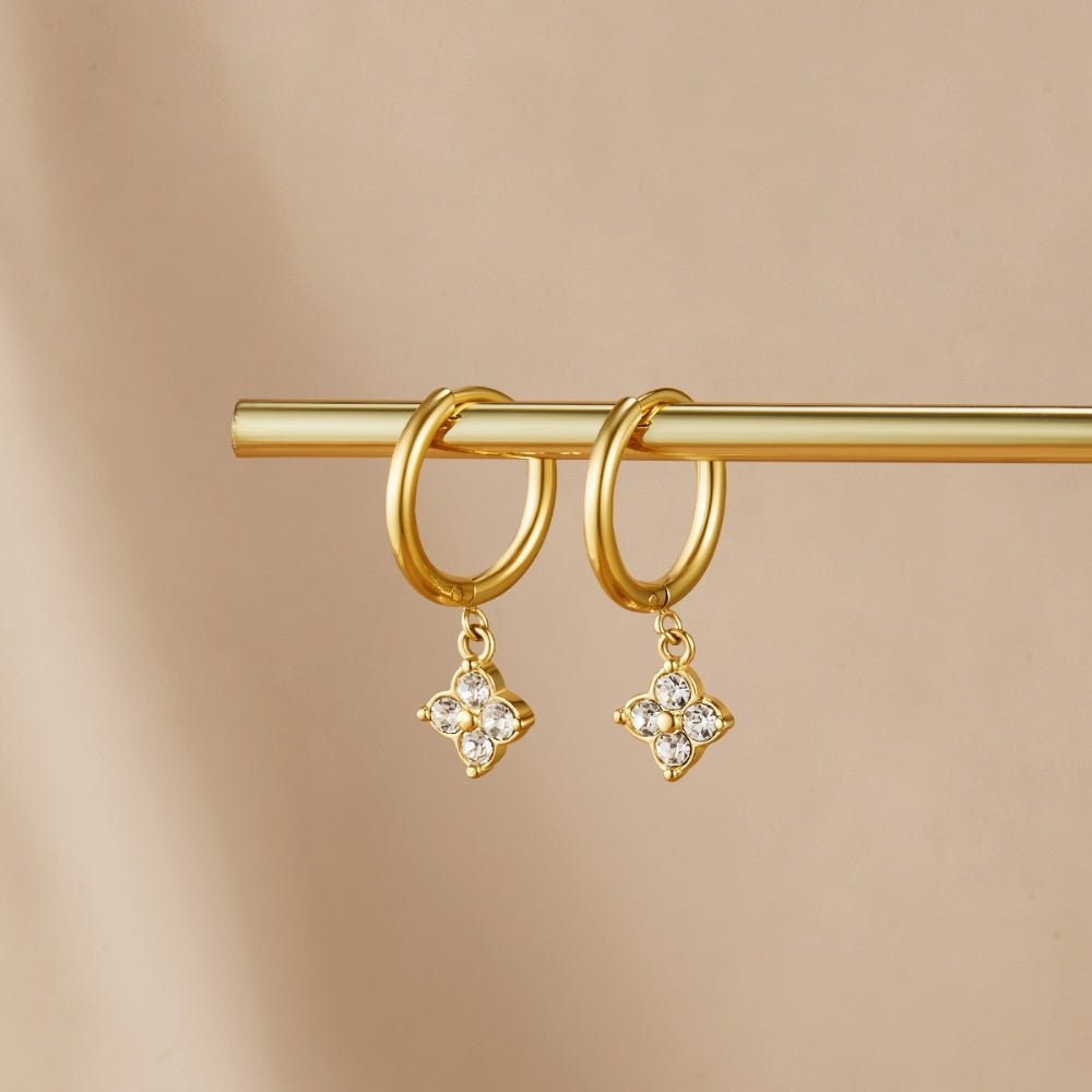 Crystal Charm Hoop Earrings