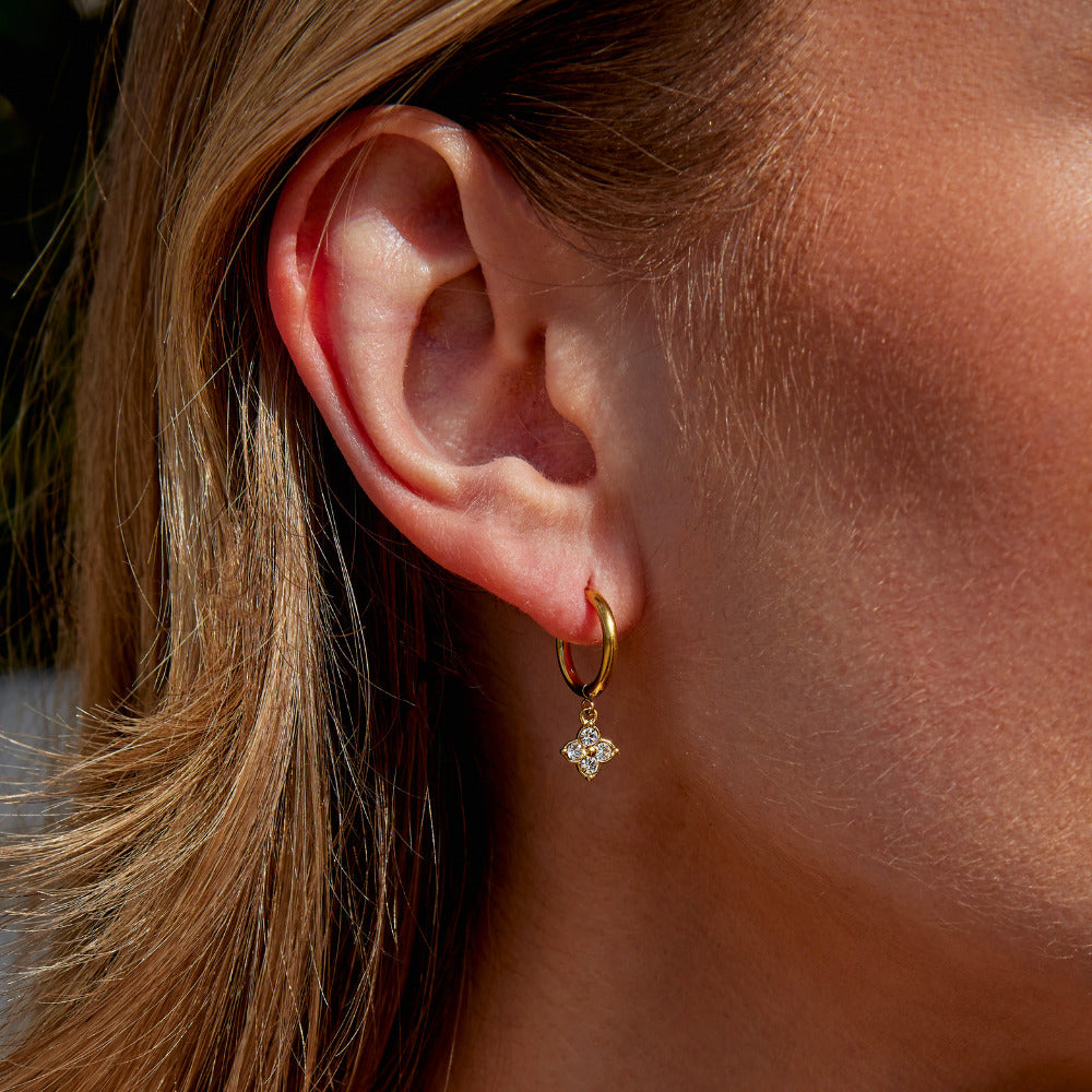 Crystal Charm Hoop Earrings