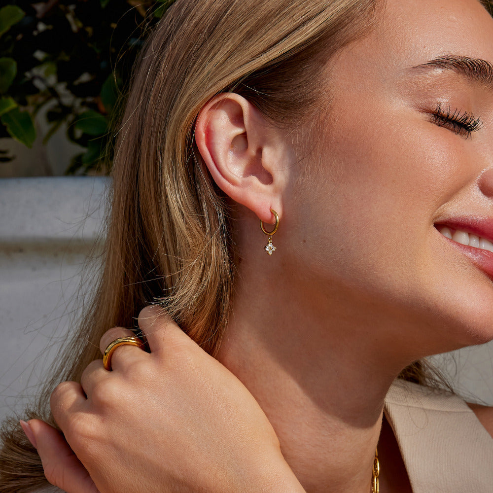 Crystal Charm Hoop Earrings
