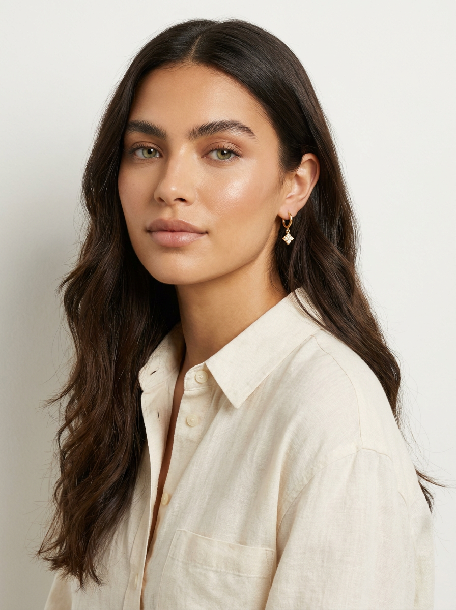 Crystal Charm Hoop Earrings