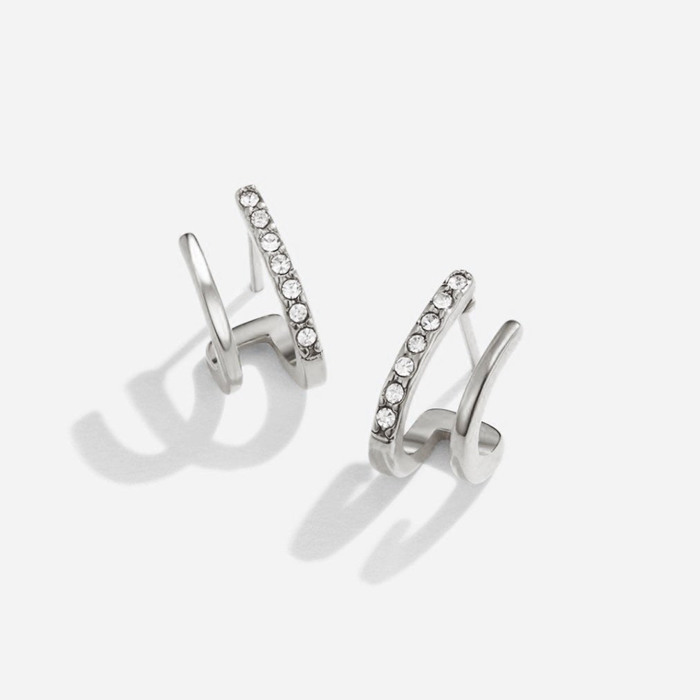 Crystal Double Curve Stud Earrings