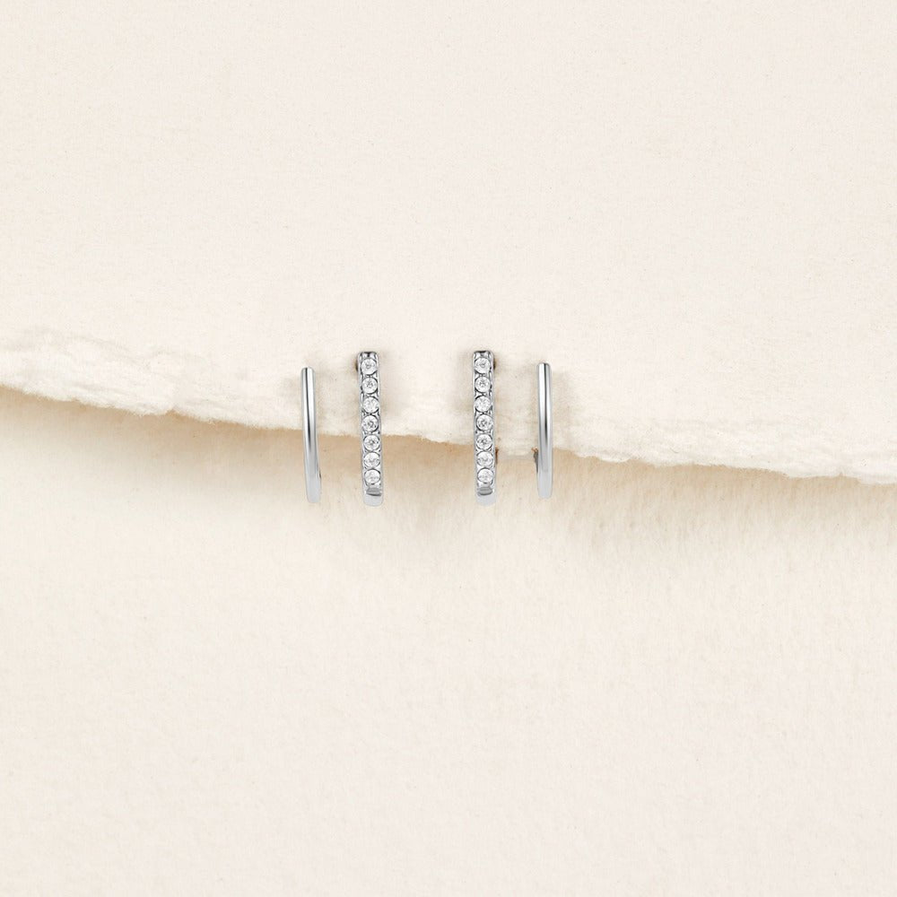 Crystal Double Curve Stud Earrings