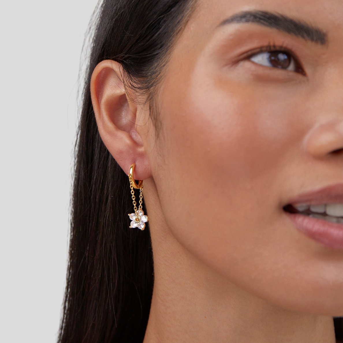 Crystal Flower Hoop Earrings