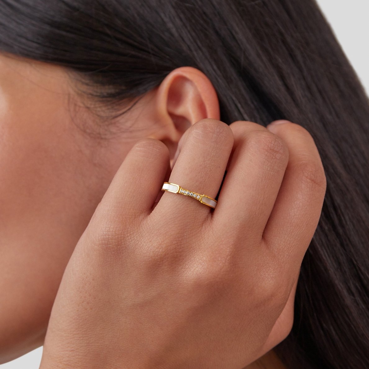 Crystal Inlay Gold Ring
