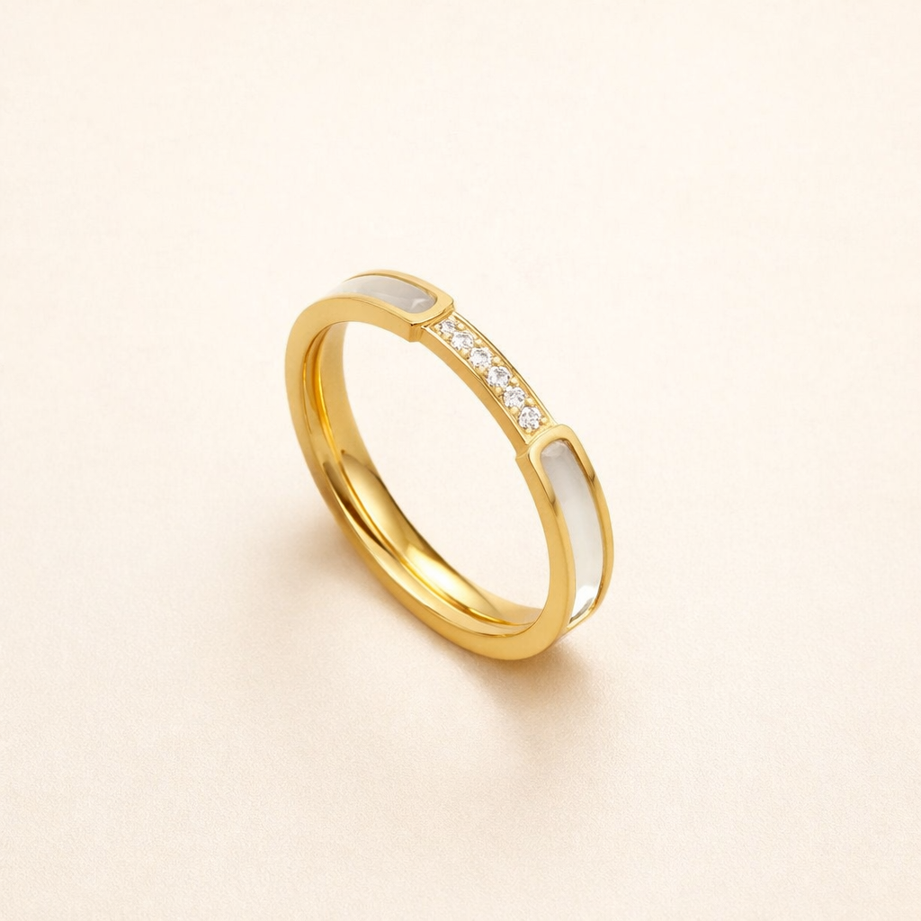 Crystal Inlay Gold Ring
