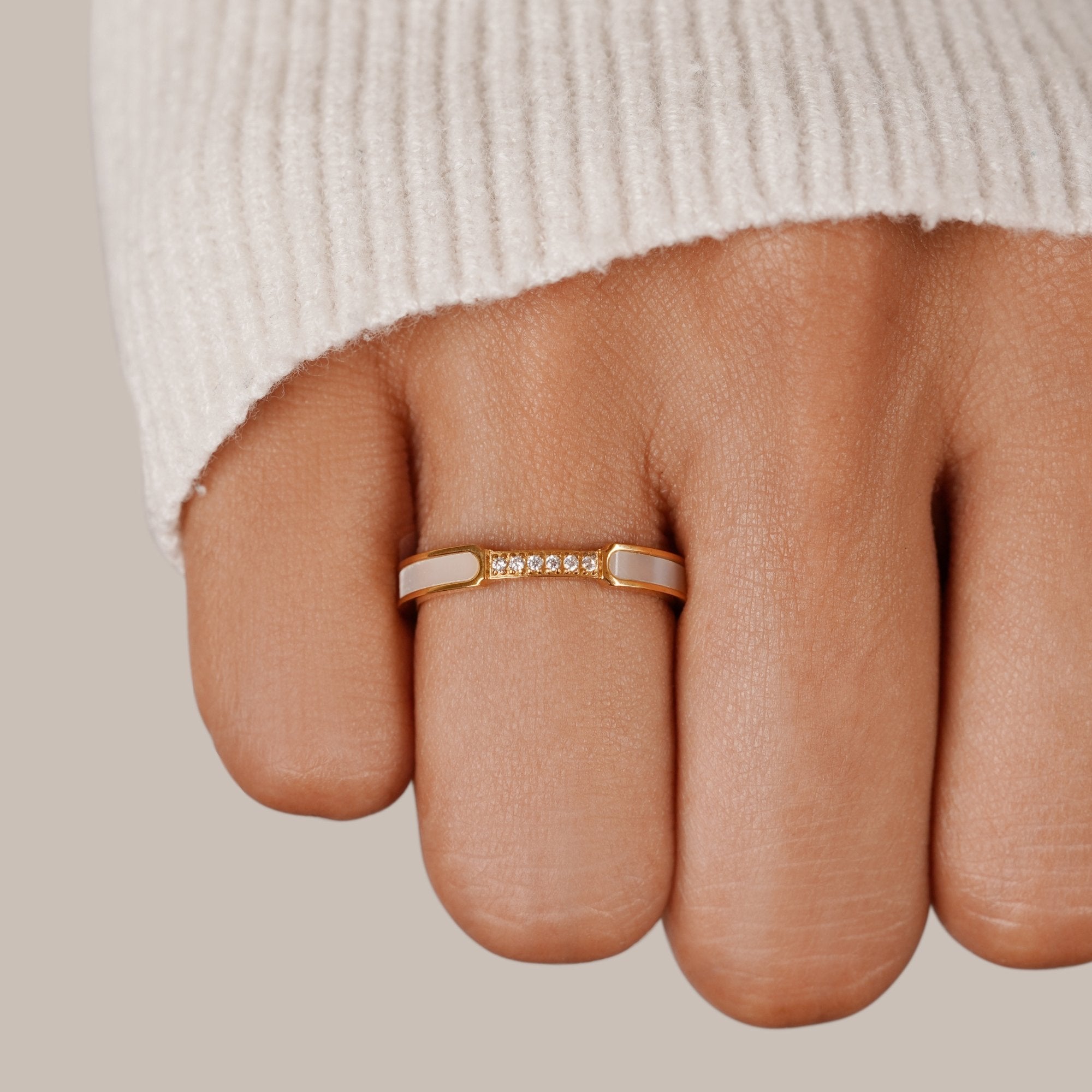 Crystal Inlay Gold Ring