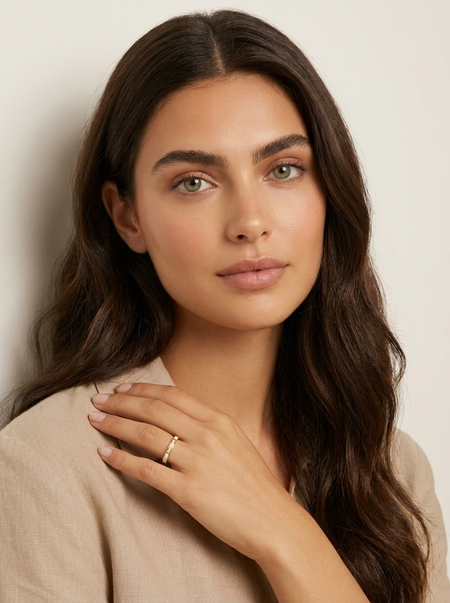 Crystal Inlay Gold Ring