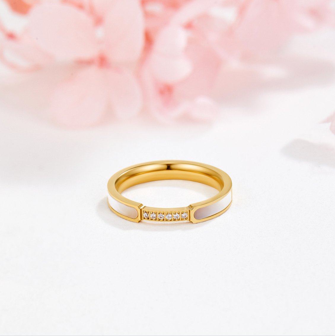 Crystal Inlay Gold Ring