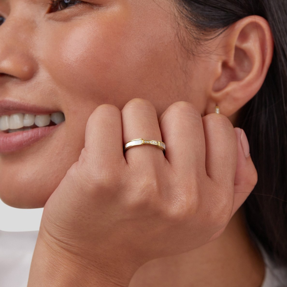 Crystal Inlay Gold Ring