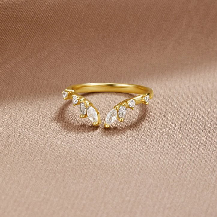 Crystal Laurel Open Ring