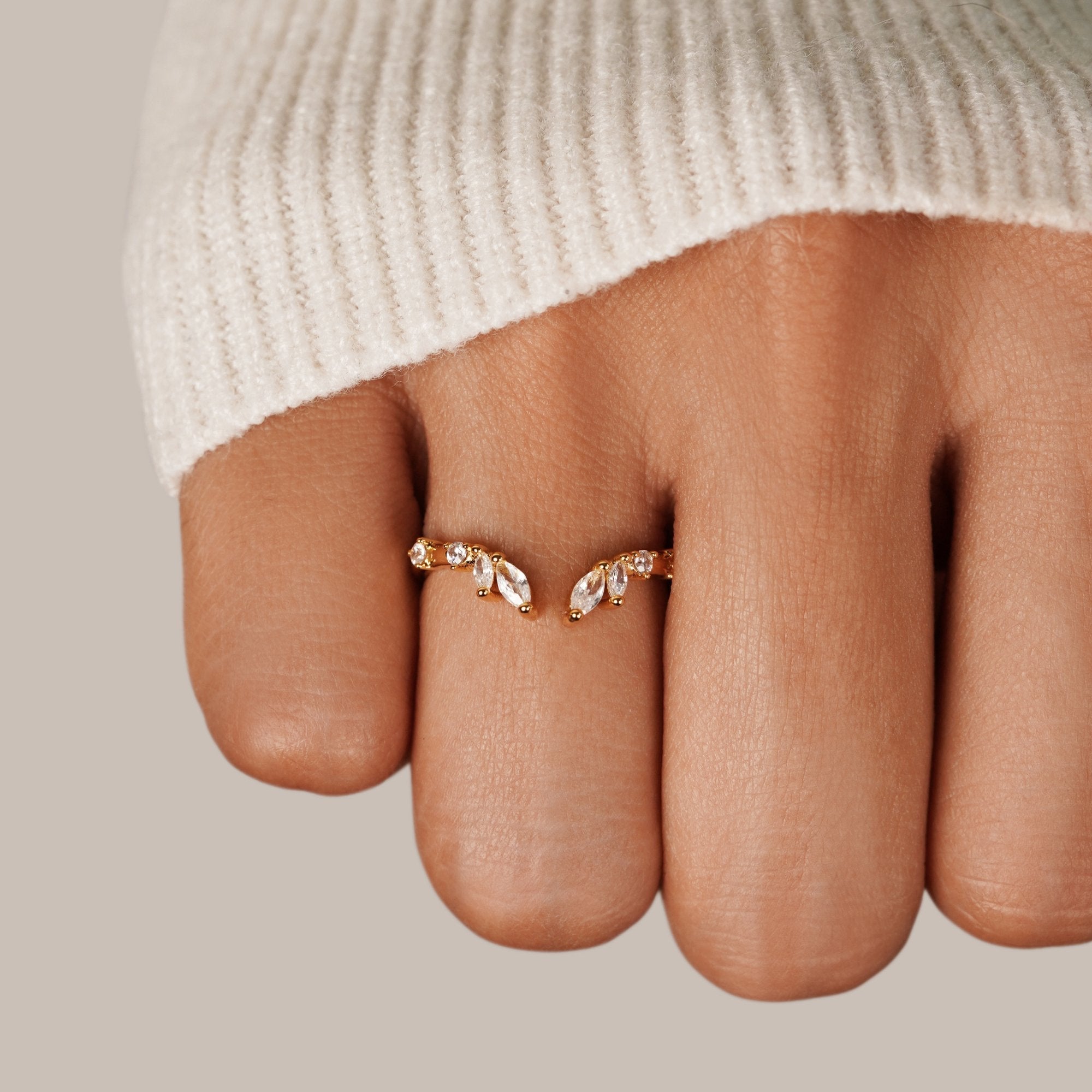 Crystal Laurel Open Ring