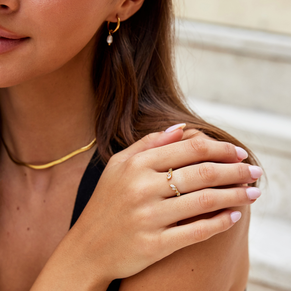 Crystal Laurel Open Ring