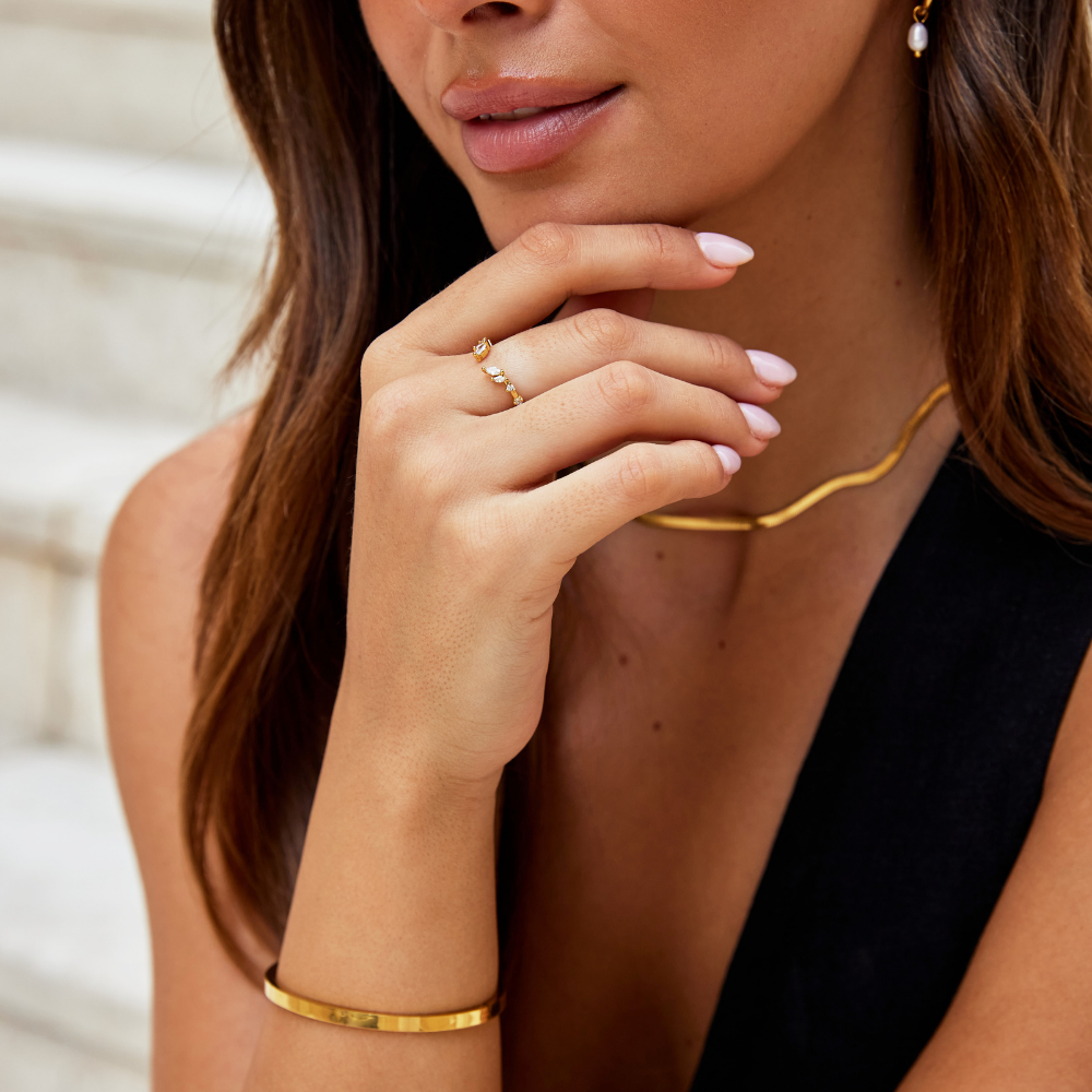 Crystal Laurel Open Ring