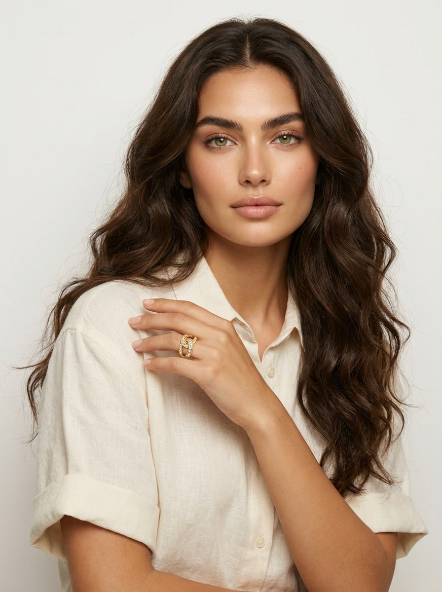 Crystal Link Open Ring