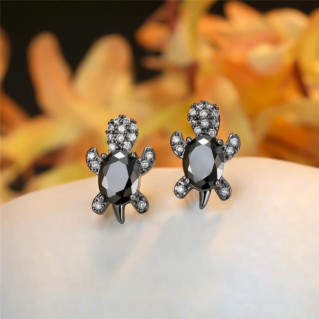 Crystal Turtle Stud Earrings