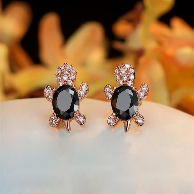 Crystal Turtle Stud Earrings
