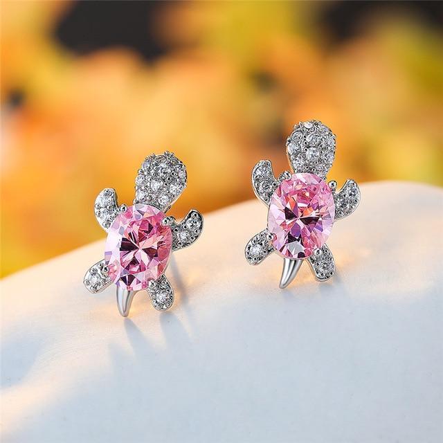 Crystal Turtle Stud Earrings