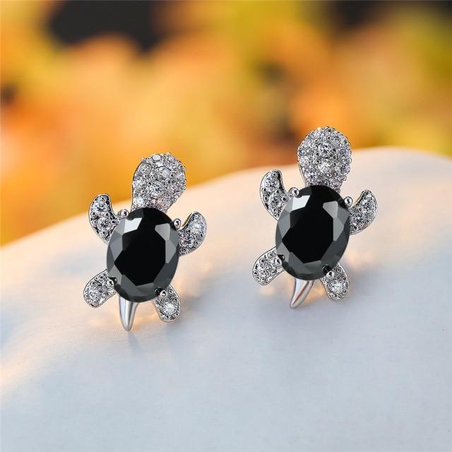 Crystal Turtle Stud Earrings