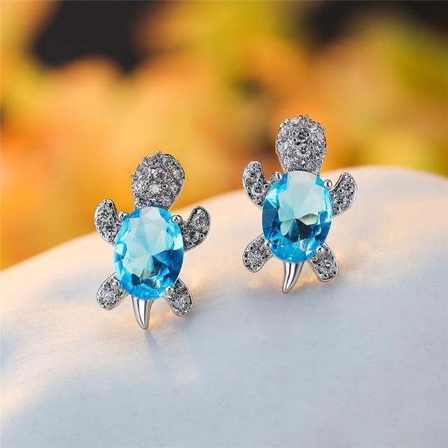 Crystal Turtle Stud Earrings