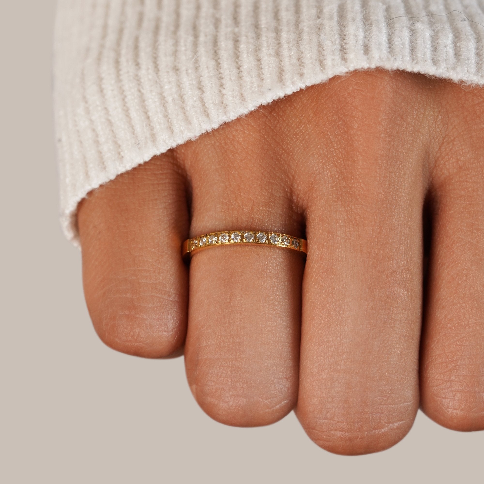 Gold Crystal Band Ring