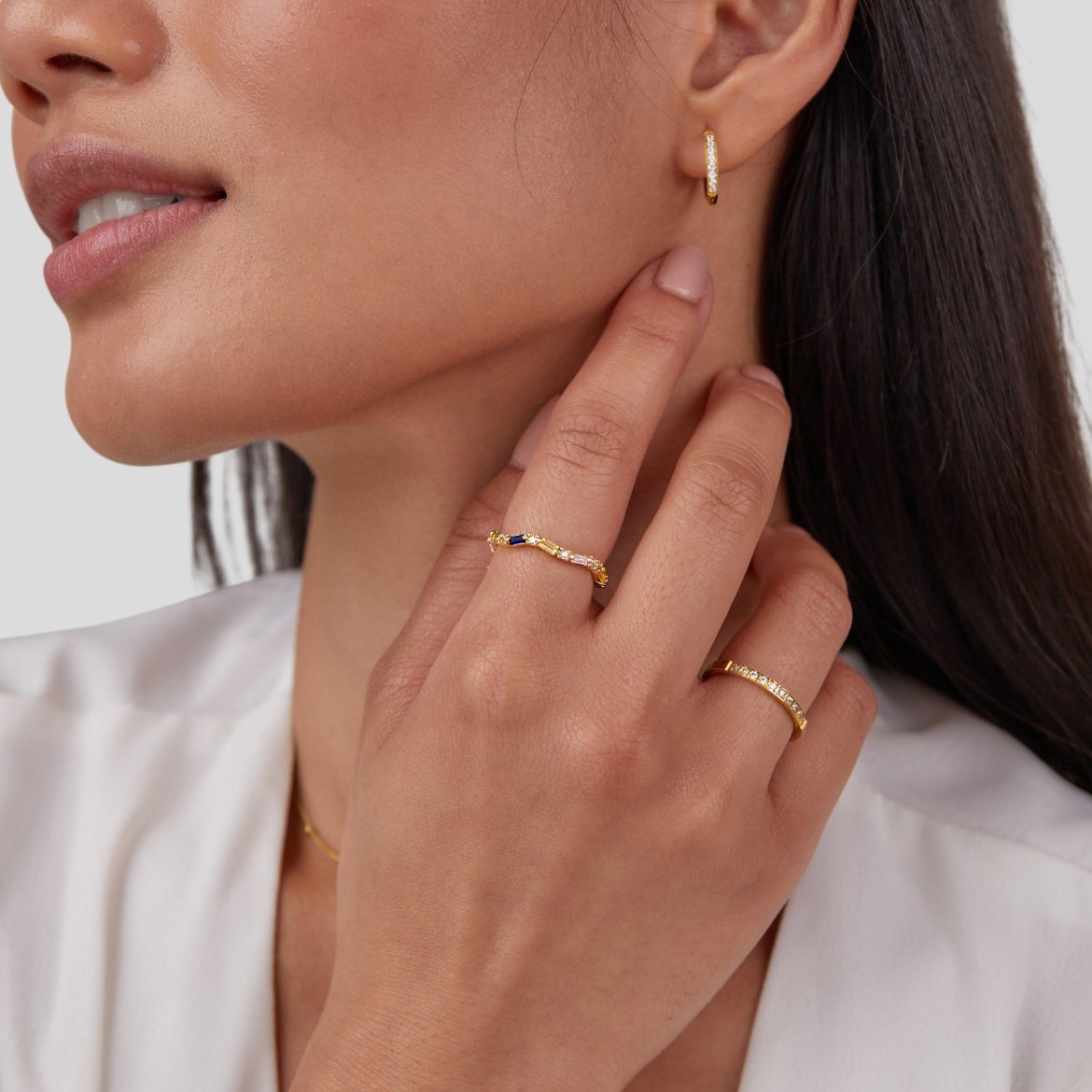 Gold Crystal Band Ring