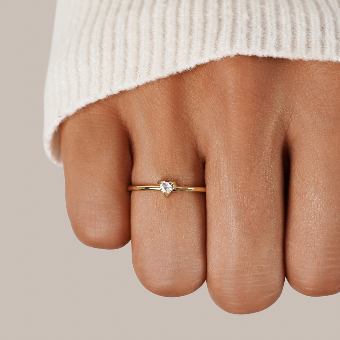 Delicate Heart Solitaire Ring