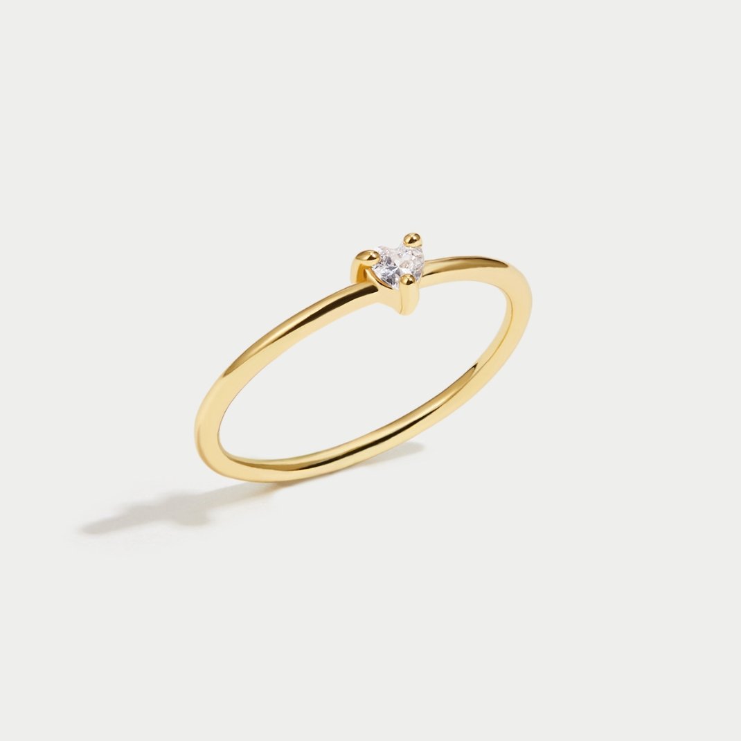 Delicate Heart Solitaire Ring