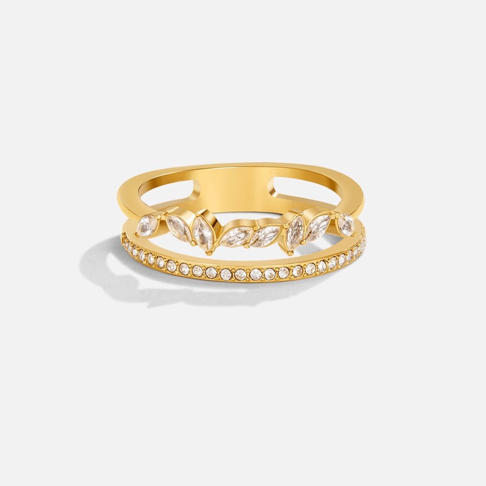 Double Crystal Band Ring