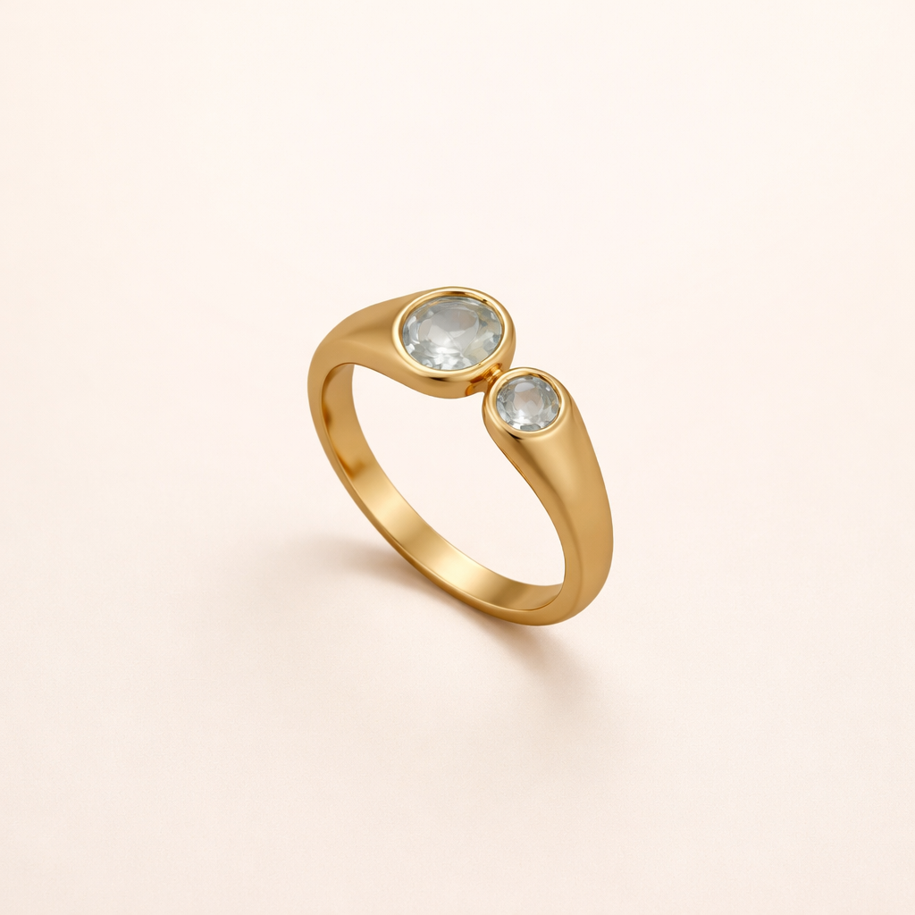 Dual Crystal Gold Ring